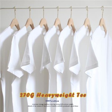 新疆精梳棉270g白色重磅咔嘰短袖T恤純棉不透男女款純色夏季打底