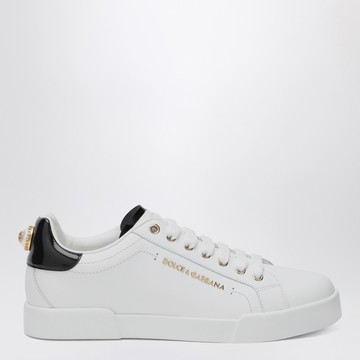 White/gold leather Portofino sneakers