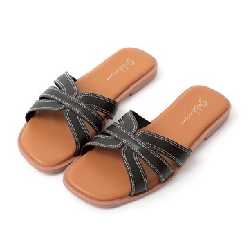 D+AF 仲夏魅力立體車線平底拖鞋