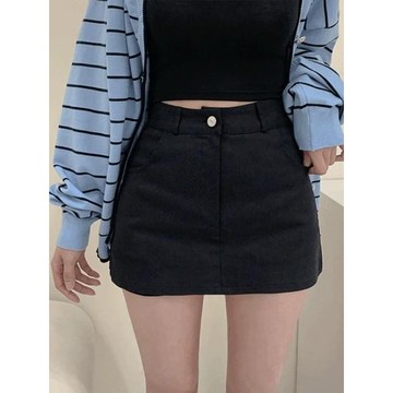 Codibook｜韓國 J-BLIN 黑色A字型牛仔短褲裙［預購］裙子 牛仔裙 女裝