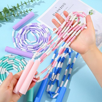 兒童竹節跳繩小學生幼兒園專用初學者壹年級可調節健身專業跳繩神鑫弘-戶外運動