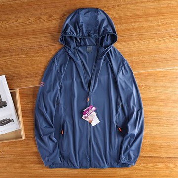 防紫外線UPF50連帽防曬服彈力透氣寬松皮膚衣男士騎行輕薄防曬衣