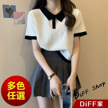 【DIFF】韓版氣質設計感針織上衣 短袖上衣 衣服 夏天女裝 短版上衣 短版t恤 女裝 短袖t恤 素T【T705】