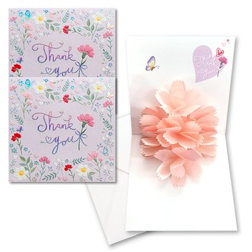 angae nara 康乃馨立體卡片 + 信封  粉紅色  3組