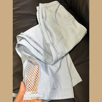 新品熱銷✨ 長褲 大碼 冰絲 側拉鍊藍色速幹褲男美式戶外運動工裝褲子女夏季2025新款休閒長褲