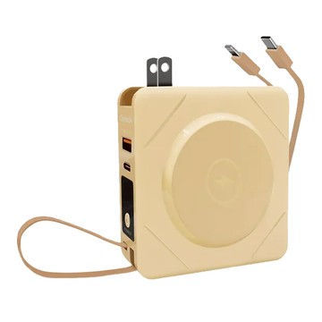 艾默克 amuok 7合1無線充行動電源 22.5W 帶Type-C和蘋果充電線  BS-NC10K  奶茶色