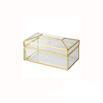鍍金黃銅崁玻璃面紙盒 Z177-D