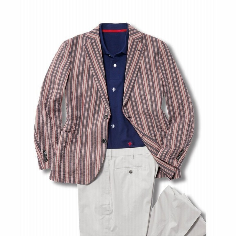 Grand Back グランバック 大きいサイズ ジーステージ G Stage フォルテックス Fortex サッカーストライプ2釦テーラージャケット メンズ レッド 通販 Lineポイント最大get Lineショッピング