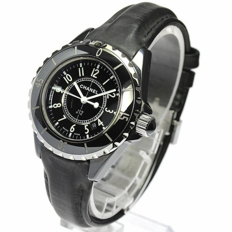☆美品【CHANEL】シャネル J12 黒セラミック H0680 クォーツ  