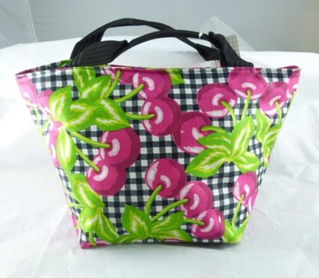 【震撼精品百貨】Maryangela_黑白格子櫻桃~提袋