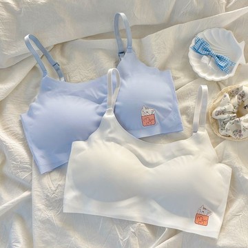 千姿色 木木屋無痕內衣 少女孩吊帶無鋼圈 學生夏季薄款 透氣運動 發育期文胸