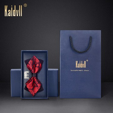 韓版印花酒紅色黑色男士英倫正裝新郎伴郎結婚領結婚禮商務禮盒