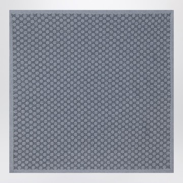 Blanket in grey wool with GG jacquard
