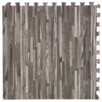 貼膜安全地墊 拼花木紋 灰色 含邊條 單個尺寸60x60cm 4入裝