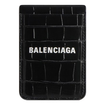 (WMNS) Balenciaga Cash Magnet Card Holder Crocodile Embossed 'Black White'