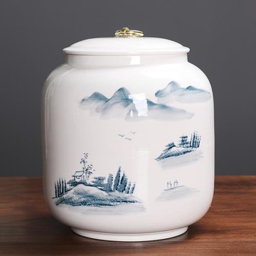 手繪陶瓷茶葉罐大號一斤裝密封儲存防潮罐紅綠茶通用茶盒家居擺件