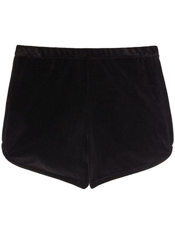Jil Sander - high-waisted velvet mini shorts - women - Cotton/Polyester - M - Black