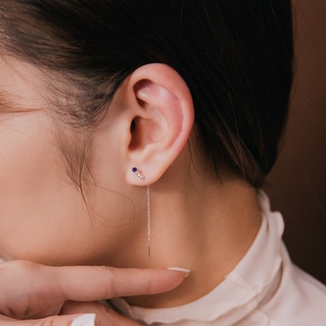 Drape｜純銀青金石擺盪單耳針