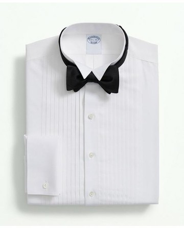 Brooks Brothers Men's Stretch Supima Cotton Broadcloth Wing Collar, Tuxedo Shirt | White | Size 16 35