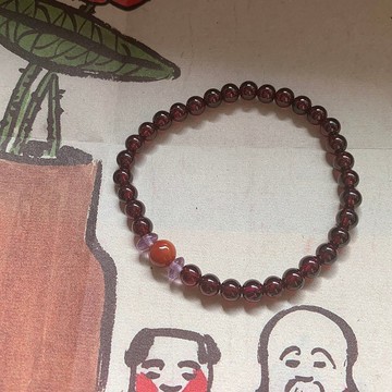 拾歌。天然南紅石榴石紫水晶手鏈 民族風禪意健康闢邪平安復古風