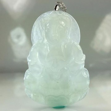 【森茂珠寶】緬甸天然翡翠A貨 觀音墜子 122526