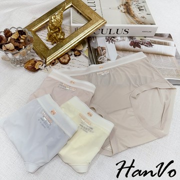 【HanVo】可愛貓咪冰絲輕薄內褲 裸感涼感舒適速乾三角褲 中腰 獨立包裝 流行少女內褲 內著 A11-5262