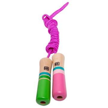 BS Toys 跳繩 專為幼兒設計 木質握把 適合第一次接觸的幼兒練習  健康粉  1個  長度約2公尺