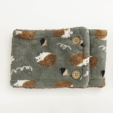 日本 AUBE - 2WAY毛茸茸保暖圍脖(兒童)-刺蝟-墨綠