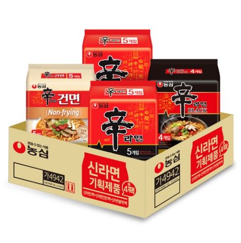 農心 辛ラーメン 120g x 10p   乾麺 97g x 5p   ブラック 134g x 4p セット