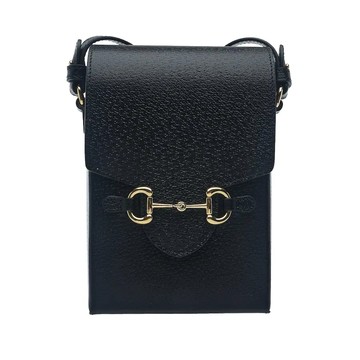 GUCCI 732302 1955 HORSEBIT 皮革斜背包 / 黑色