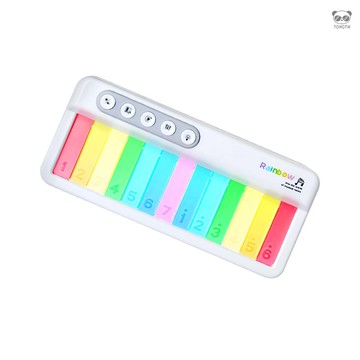 13鍵 彩虹電子琴 鋼琴樂器 彩虹燈光音樂盒 可調整聲光 內置多首歌曲 白色 使用3*AAA電池出貨不帶