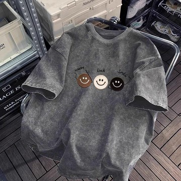 『隔日達！』新款男T恤 短袖T恤 OVERSIZE 美式T恤 做舊T 男T潮流 衣服 高街水洗做舊t恤 女 中性風 ZB