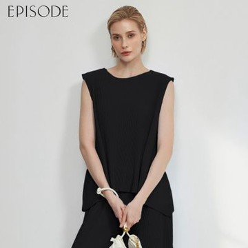 EPISODE - 寬鬆百搭皺褶無袖上衣E63304（黑）