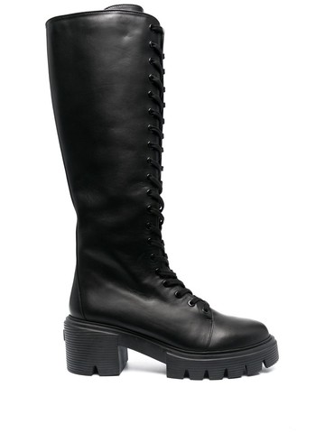 Stuart Weitzman - 70mm calf-length lace-up boots - women - Calf Leather/Calf Leather/Calf Leather - 37 - Black