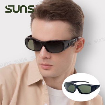 【SUNS】包覆式偏光墨鏡 運動太陽套鏡 軍墨綠 防滑腳 抗藍光+抗UV400/防眩光/可單戴/眼鏡族首選