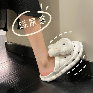 洞洞鞋/涼拖鞋（成人） 涼鞋女2022新款夏季外穿可愛仙女風洞洞鞋軟包花邊防滑包頭涼拖鞋【CM16876】