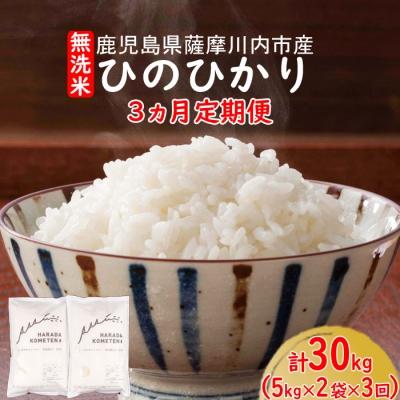 ふるさと納税 薩摩川内市 無洗米 薩摩川内市産ひのひかり 30kg(5kg×2袋×3回) 3ヵ月定期便　FS-306