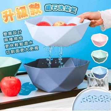 【高品生活】北歐雙色鑽石蔬果洗菜籃｜蔬果洗菜｜瀝水籃｜洗菜籃｜洗菜盆｜水果籃｜收納籃｜水果盆｜瀝水盆｜濾水籃