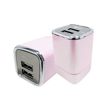 i-Gear 全新3.4A大電流 3.4A 藍光LED雙USB旅充變壓器 - 俏麗粉