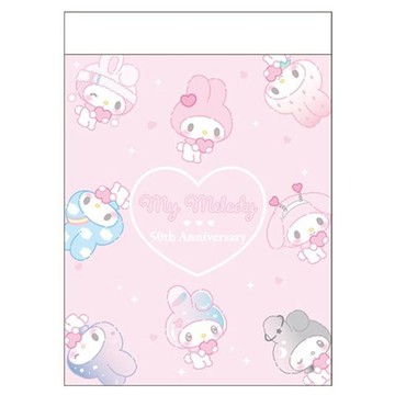 小禮堂 Sanrio 三麗鷗 美樂蒂 50周年紀念 迷你方形便條本 70枚入 (50周年)