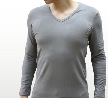 Starbugs台灣製造SlimFit時尚V領保暖衣-淺灰