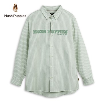 Hush Puppies 襯衫 男裝直條紋品牌英文刺繡長袖襯衫