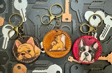 手作寵物皮革鑰匙圈