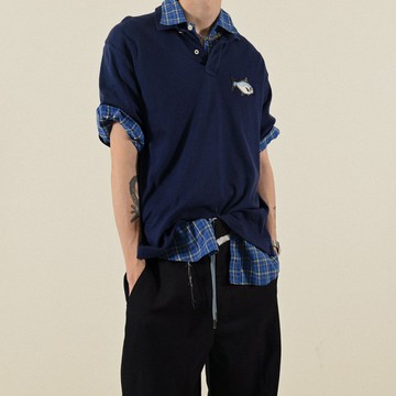 【NaSuBi Vintage】刺繡布貼棉質古著POLO衫