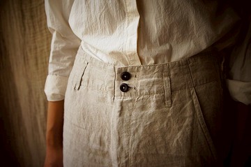 洗水漢麻工裝八分褲