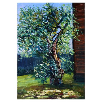 橡樹油畫森林原始藝術白楊樹藝術品景觀