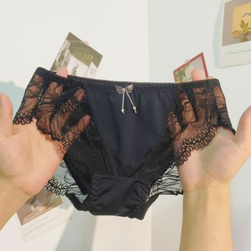 DUYI~夢詩 內褲女蕾絲花紋性感中低腰冰絲包臀無痕透氣抗菌純棉襠三角褲