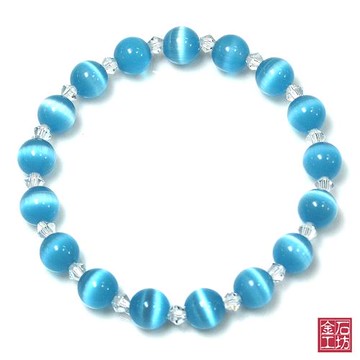 【金石工坊】貓眼石奧地利水晶耀眼手鍊