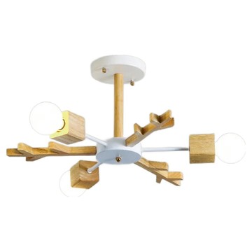 Honey Comb 北歐工業風半吸燈三燈 66 x 28cm  白色 + 淺木色