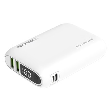 POLYWELL 寶利威爾 行動電源 10000mAh 雙USB + Type-C  PW15-T16-A003  白色